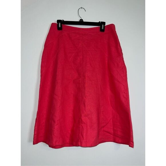 Women’s Pink 100% Linen Midi Skirt - Picture 3 of 8